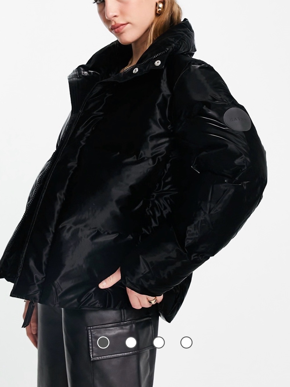 Rains 1522 boxy puffer winter jacket in velvet black